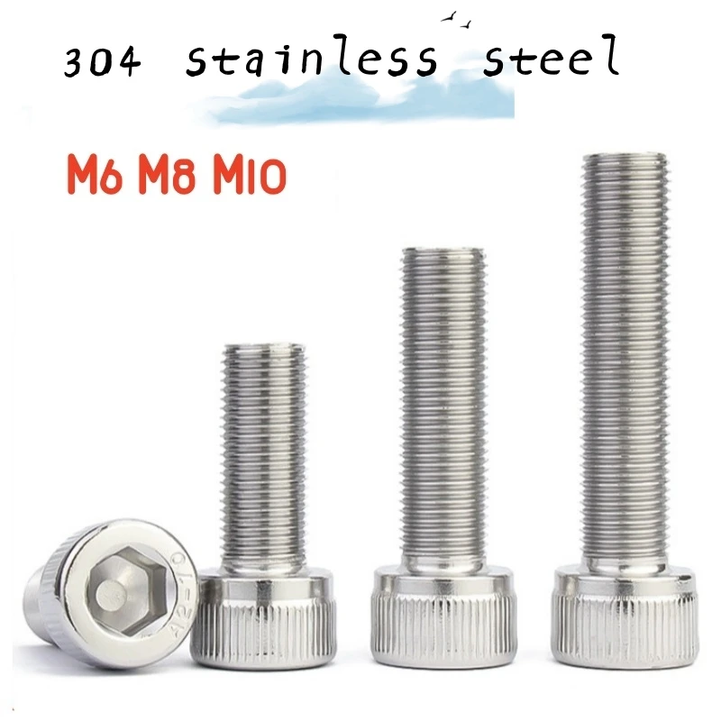 

1-5pcs M6-M10 304 Stainless Steel Fine Tooth Cup Head Inner Hexagonal Screw Fine Tooth Cup Head Inner Hexagonal Mechanical Screw