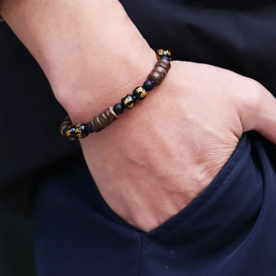 Natural Coconut Husk Beads Wooden Bracelet for Men