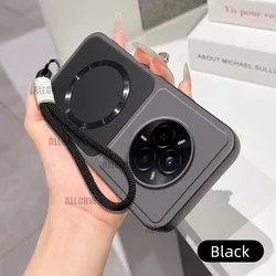 Luxury Leather Matte Magnetic Soft TPU Hand Strap Phone Case for Realme 16 5G (Black)