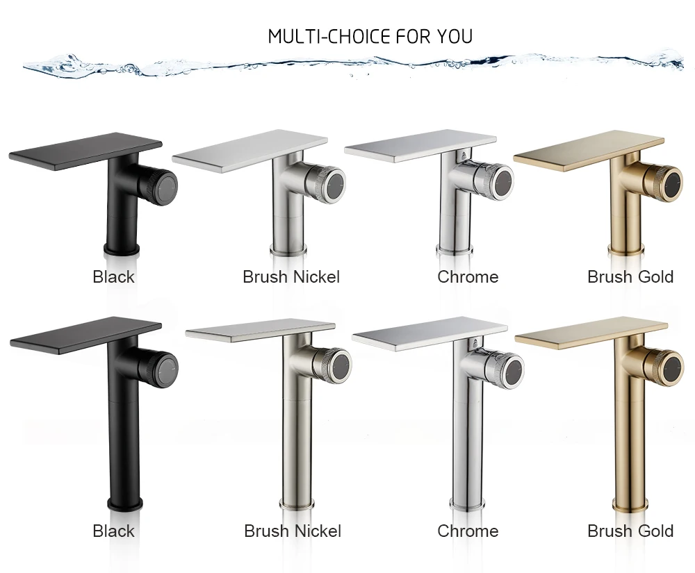 Bathroom Waterfall Basin Sink Faucet Black Faucets Brass Bath Faucet