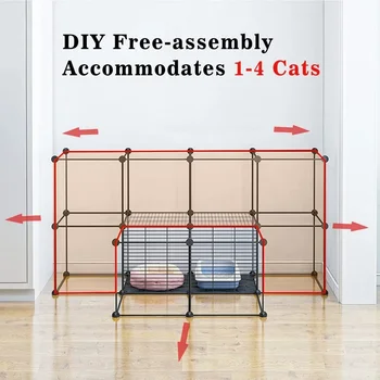 Door for Cats Cat Cage Large DIY Indoor Pet Home Small Animal House Detachable Playpen With 3 Doors 5 Tiers for 1-5 Cat Network 6
