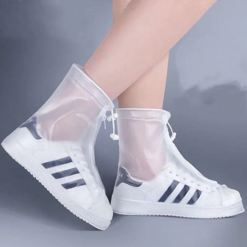 Rain Boot Cover with Waterproof Layer Non-slip Wear-resistant Thick Waterproof Shoe Cover Men Women Reusable PVC Shoe Cover