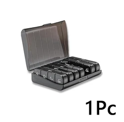 Portable 7 - Day Pill Organizer for Daily Medication and Supplements (Black Pill Box)