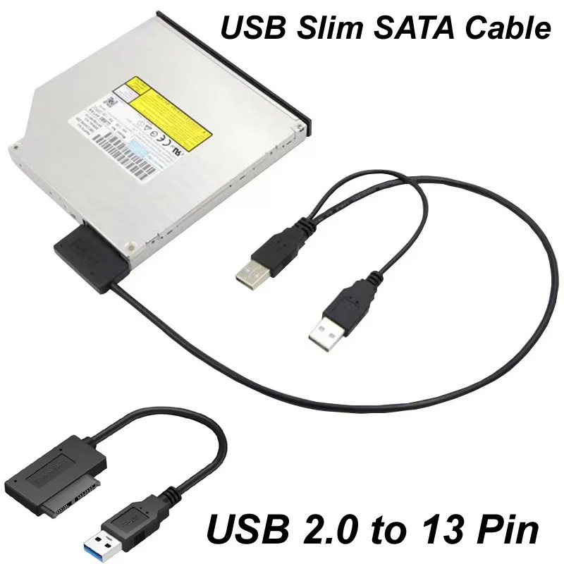 Slimline Slim Cabo Sata Fonte de Alimentação Externa para Notebook Cd-rom Dvd-rom Odd Usb 2.0 para Mais 13 Pinos 6p 7p 13 p