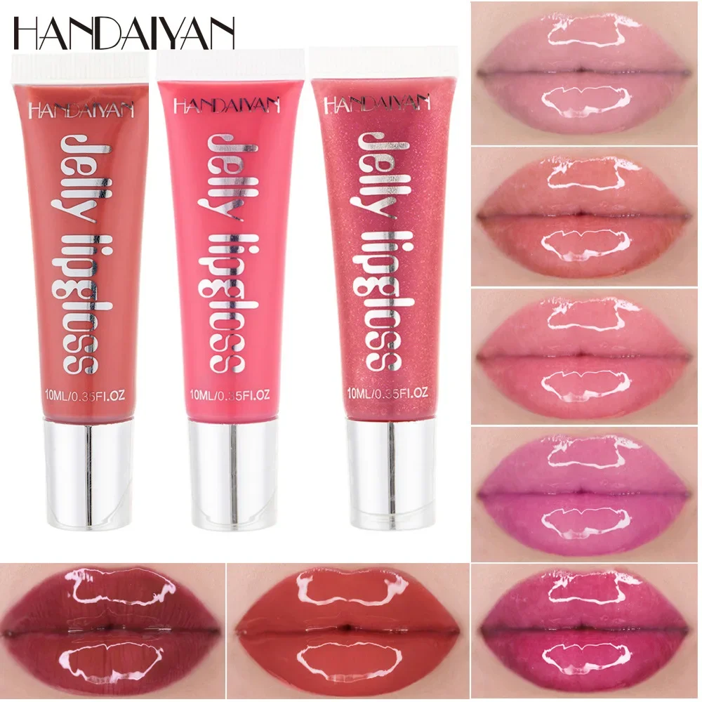 New Shiny Jelly Lipstick Cream Liquid Lip Gloss Moisturizing Nourishing Lip Plumper Enhancement for Women Cosmetic