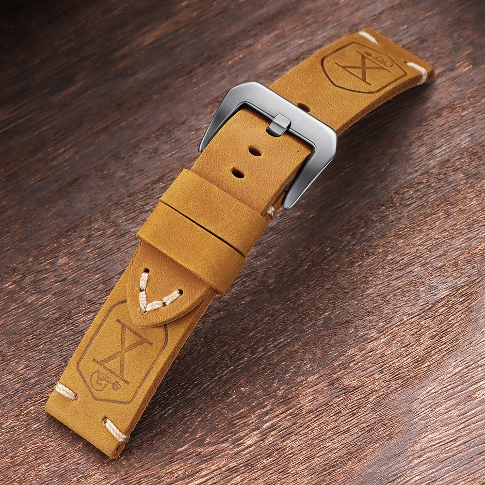 Vintage Dark Brown Handmade Cowhide Leather Watchband Strap - Soft Men's Bracelet