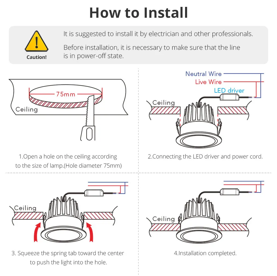 Zigbee LED Downlight IP44 CCT Round Recessed Spotlight 12W Work with Tuya Homeki