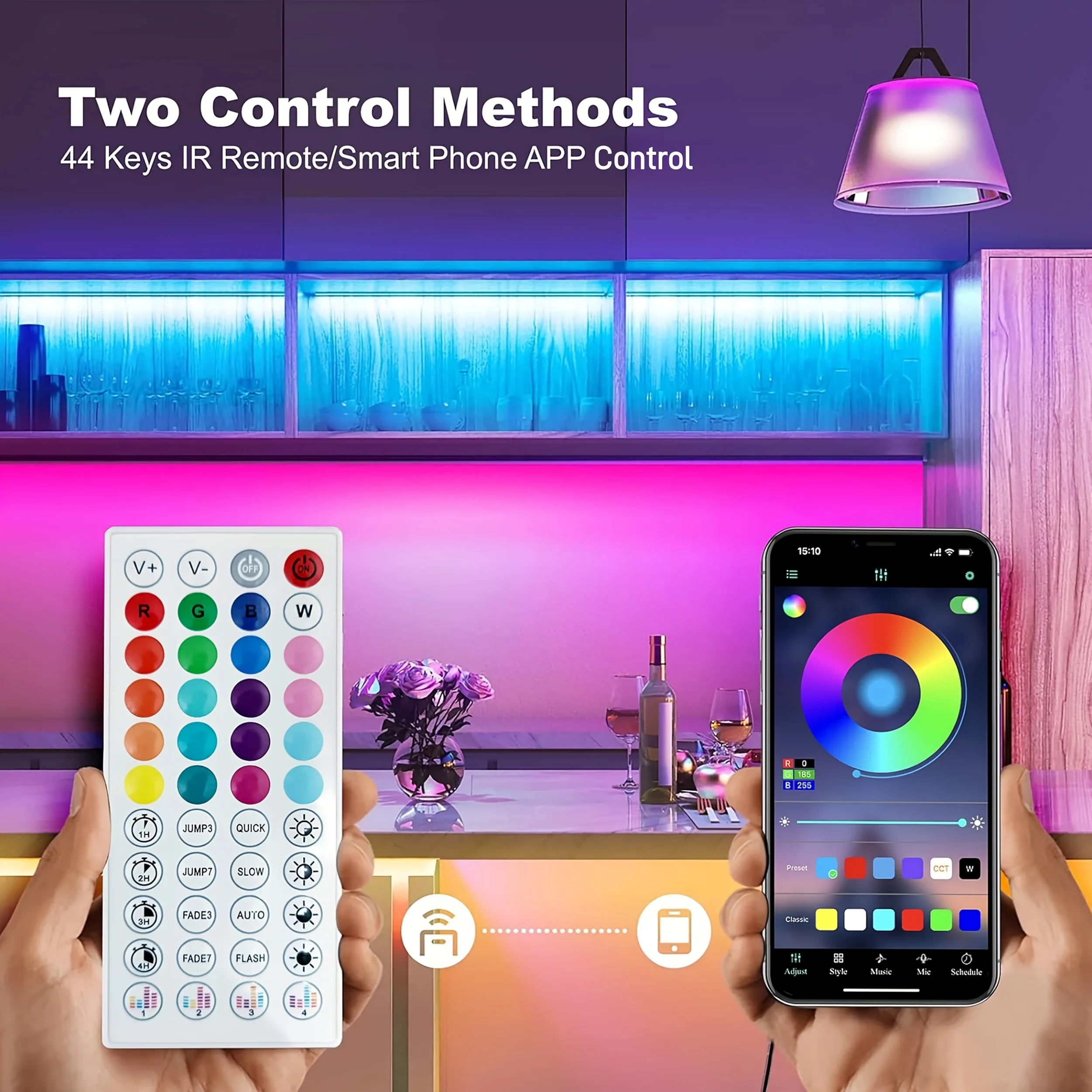 Colorful Remote-Controlled RGB LED Strip Lights for Stylish Room and Bedroom Decoration