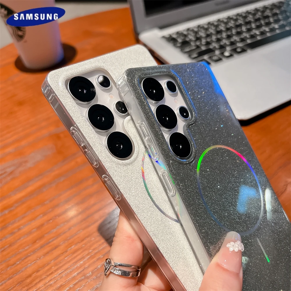 Glitter Bling Shockproof Magnetic Phone Case with Wireless Charging Compatibility