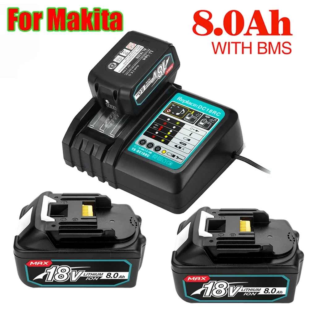 

2024 Upgraded BL1860 Rechargeable 18 V 8000mAh Li-ion Battery for Makita 18v Battery BL1840 BL1850 BL1830 BL1860B LXT 400