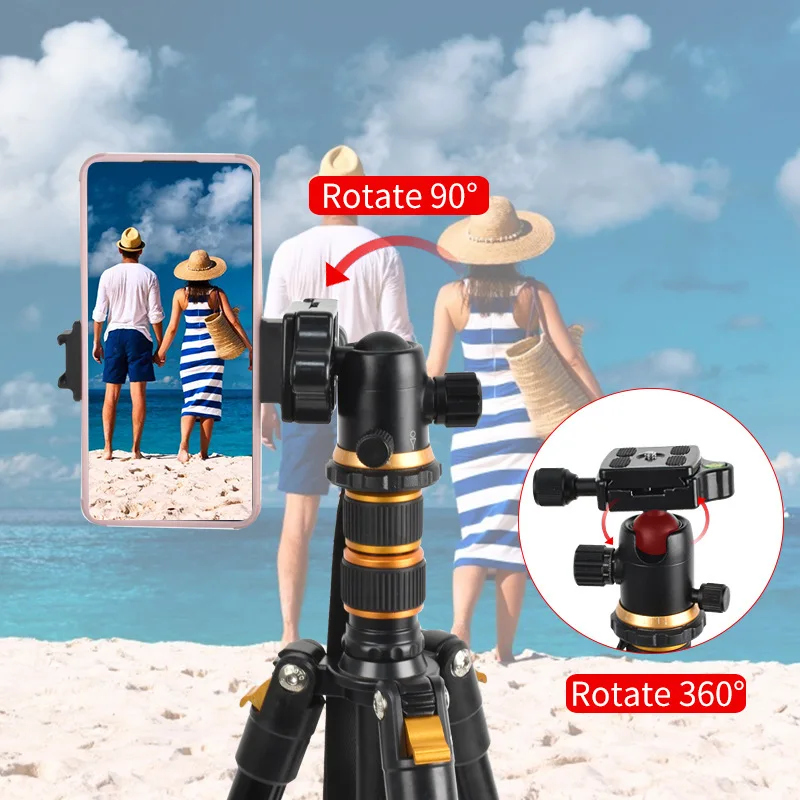 캐논 니콘 DSLR SLR 디지털 카메라용 고속 플레이트 마운트 팬 헤드, 여행용 셀프 삼각대, 알루미늄 높이 60 인치 155cm 스탠드