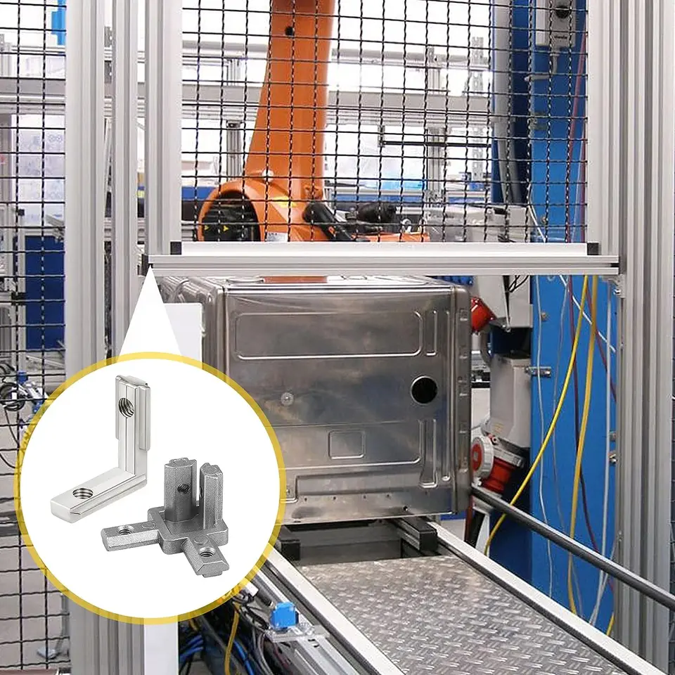 Huishoudelijk gereedschap Heet 3-weg eindhoek beugel connector voor t slot aluminium extrusie profiel 3030-serie (pakket van 4, met schroeven) (Color : Silver 3030