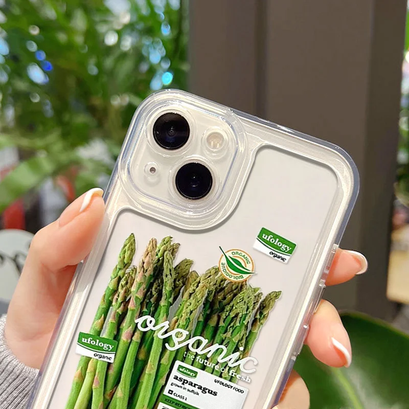 Quirky Green Veggies Transparent Phone Case - Creative Soft Cover