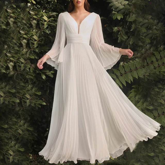 Robe de soirée maxi-longue en tulle (Tenue élégante pour femme voilée -  Grande taille disponible) - Couleur blanche - Prêt à porter et accessoires