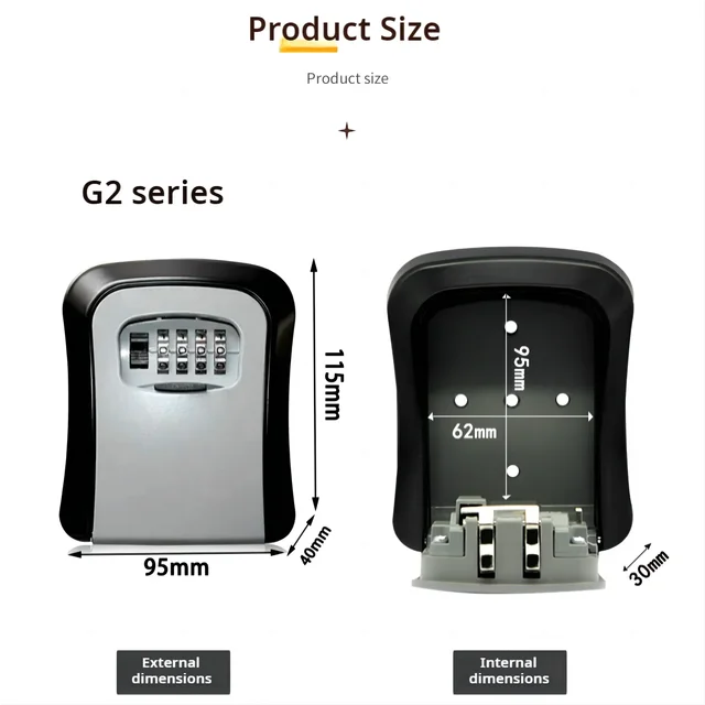 Key Keeper Combination Lock Wall Mounted Waterproof 4 Digits Passwords 5 Keys Storage Box Easy to Fix Home Or Office safe box 6
