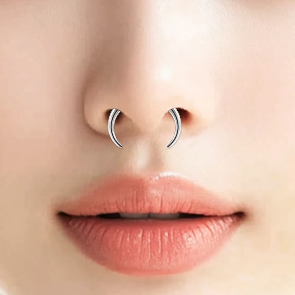 1PC magnetic fake piercing stainless steel OX septum nose ring horseshoe nose ring non piercing clip punk jewelry