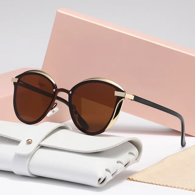 New Style Polarized Sunglasses For Women Catmore Round Sun Glass Ladies Woman Eyewear Accessory UVAB Protection 4