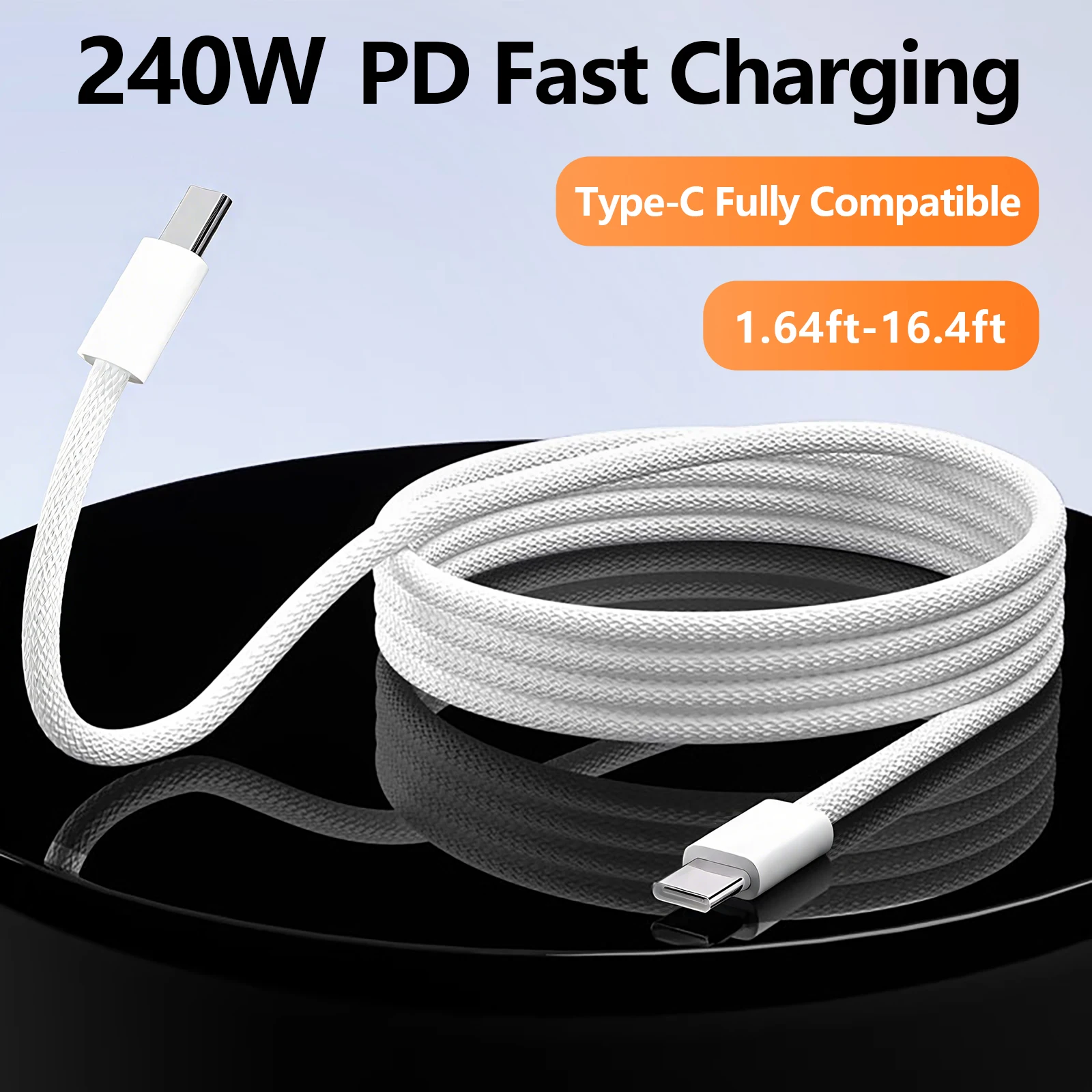 Ultra-Durable 240W Fast Charging Braided USB-C to USB-C Cable