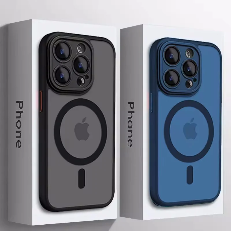 Translucent Matte Magnetic Case with Wireless Charging and Lens Protector