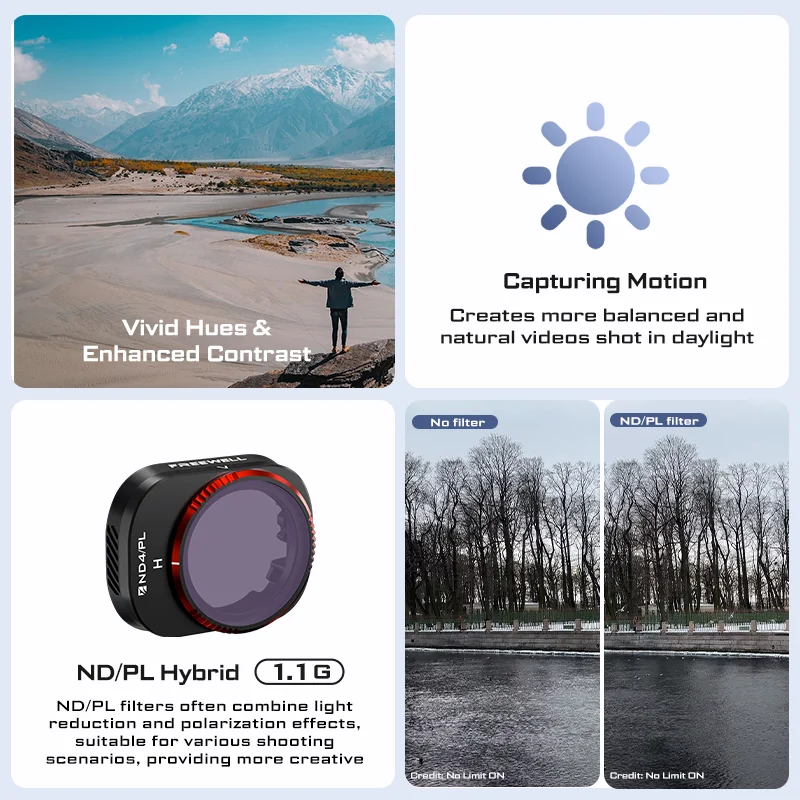 Freewell Profession Drone Camera Lens Accessories ND Filters ND16/32/64-PL & ND1000 and ND2000 Compatible with DJI Mini 4 Pro 3