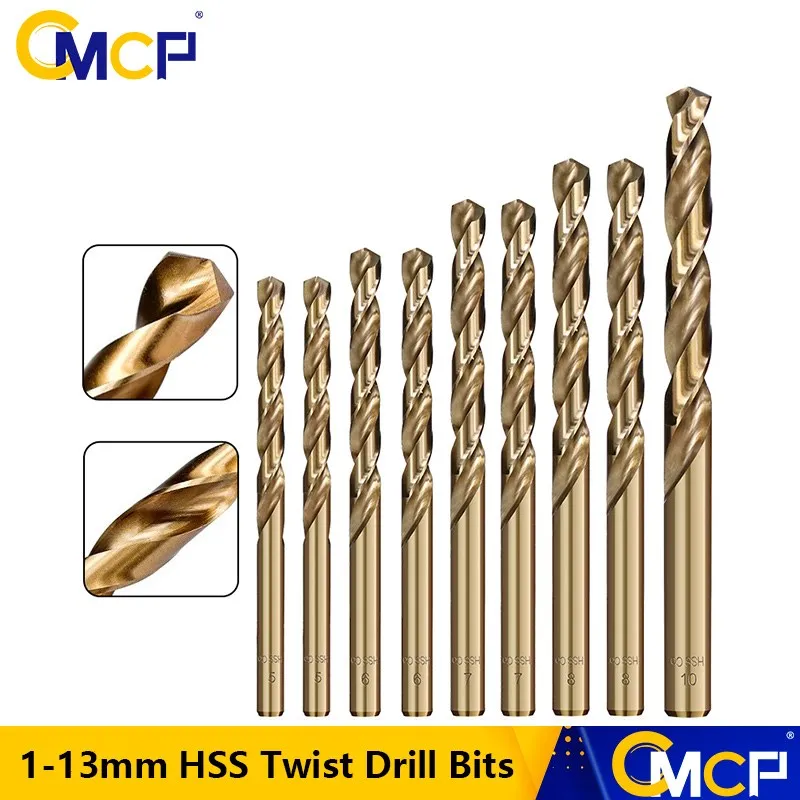 CMCP 1-13mm HSS Twist Drill Bits M2 Cobalt Coated For Wood /Metal Hole Cutter Gun Drill Bits Metalworking Tools