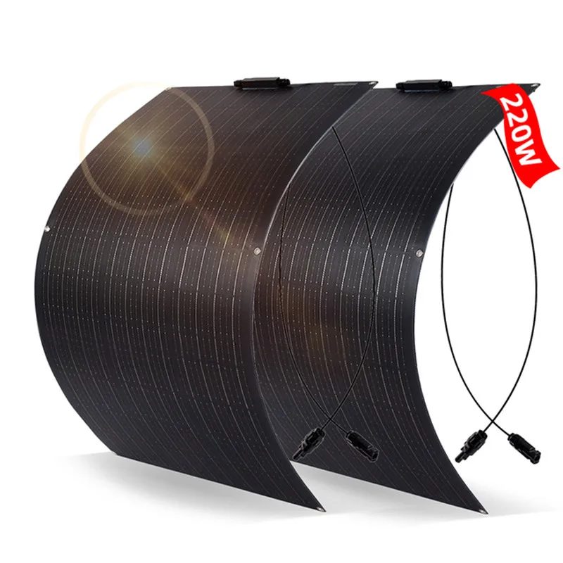 110W 220W 330W 440W ETFE panneau solaire Flexible 18V panneau solaire monocristallin cellule solaire 1000 watts Kits de système domestique RV bateau voiture