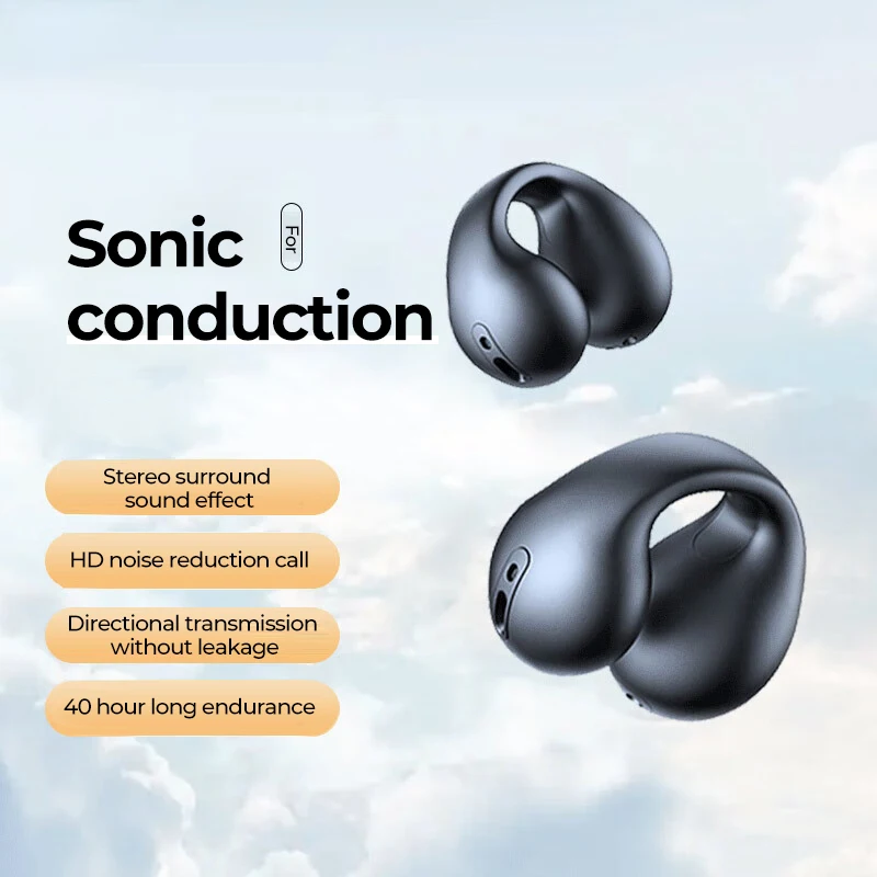 ELKUAIE Auriculares de conducción ósea con Clip para la oreja, auriculares  Bluetooth 5,2, auriculares inalámbricos con Clip para la oreja abierta,  auriculares deportivos impermeables para correr