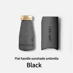 Compact UV Protection Folding Sun Umbrella - Mini Pocket - Size Parasol with Vinyl Coating - Iron (Black)