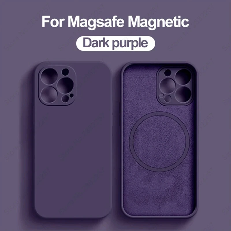 thumbnail image 1 of Original Liquid Silicone Magnetic Case For iPhone 11 13 12 14 15 Pro Max Plus For Magsafe Case Wireless Charge Cover Accessories, 1 of 5