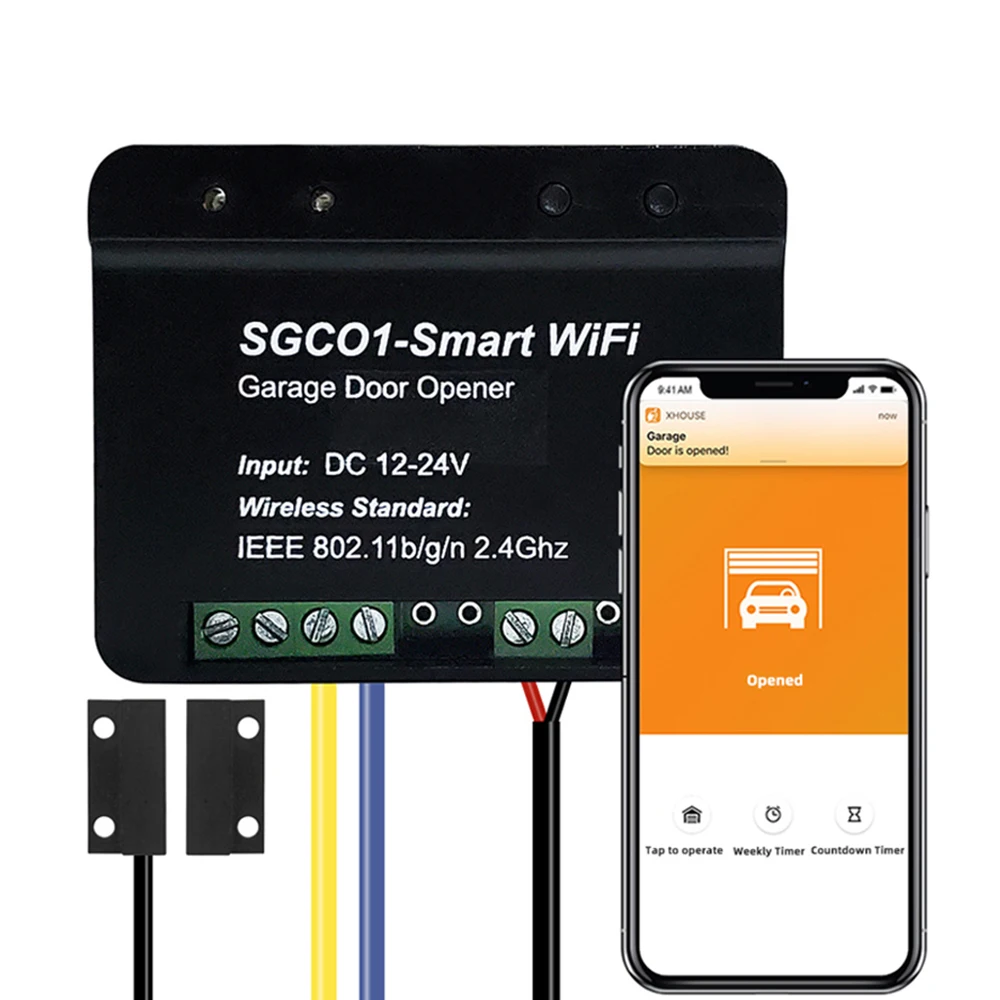 Universal SGC01 12-24V Smart Garage Door Opener Remote Wifi Receiver for Swing Sliding Gate Operator Smart Things No Hub Needed