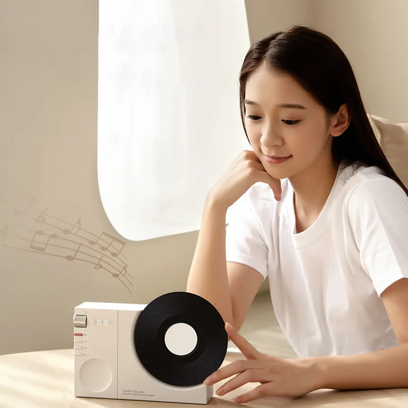 New Time vinyl record player retro bluetooth stereo speakers small wireless clock high quality home CD player