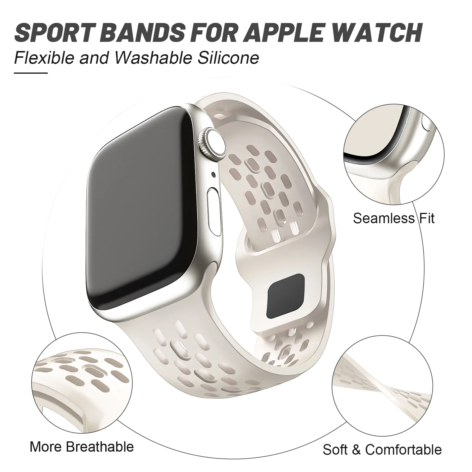Premium Silicone Smartwatch Band - Versatile Strap in Multiple Sizes