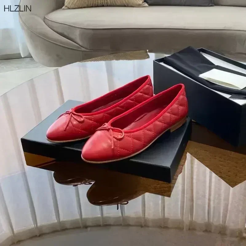 Genuine Leather Women's Slip-On Sandals with Sheepskin Lining - Colorblock Stitching Handmade Flats in Normal Size 3