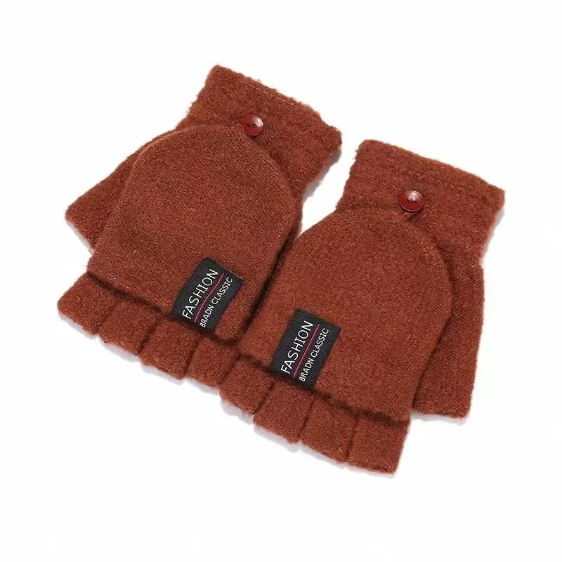 Winter Mitten Warm Knitted Fingerless Gloves Flip Mittens for Men Women Student Boys Girls Half Finger Gloves Thicken