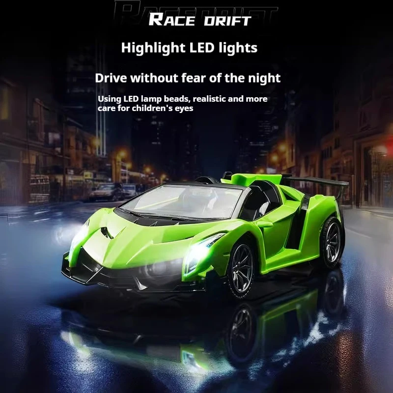 Four-Way Remote Control Car Rechargeable Fall-Resistant Racing Sports Car Luminous Drift Racing Car Children Boy Toy Car Gifts 2