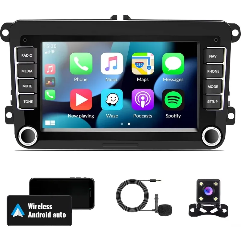 For VW Volkswagen Seat Golf Passat Jetta Beetle Tiguan Touran EOS 7” Touchscreen For CarPlay&Android Auto FM Backup Camera MIC