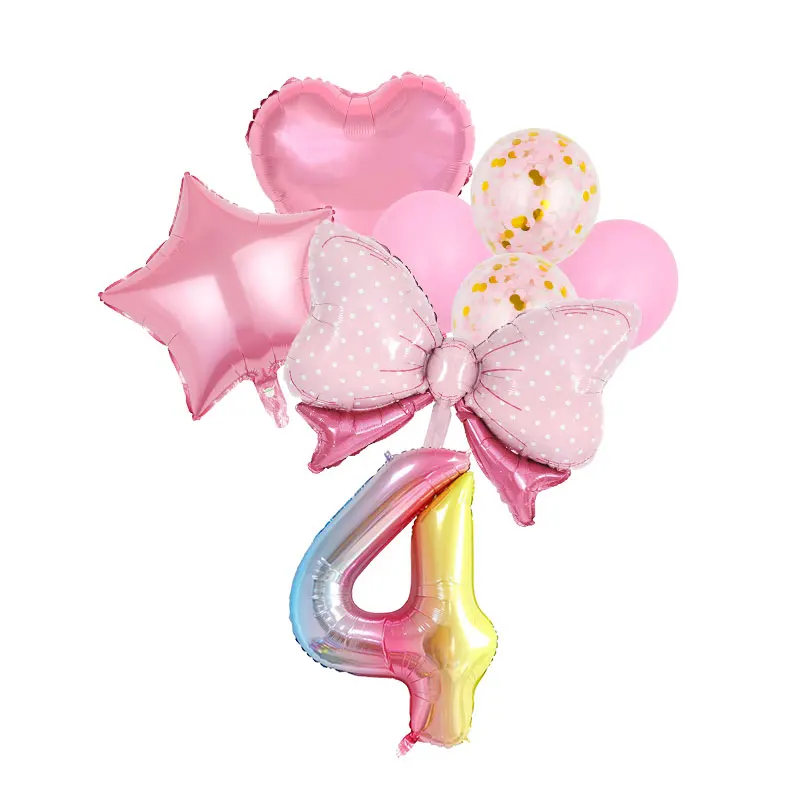 Rosa Schleife Geburtstag Party Dekoration Geschirr Tassen Teller Servietten Ballon Set Geschenktüte Banner Kuchen Topper Mädchen Kind Partyzubehör – Detail 30