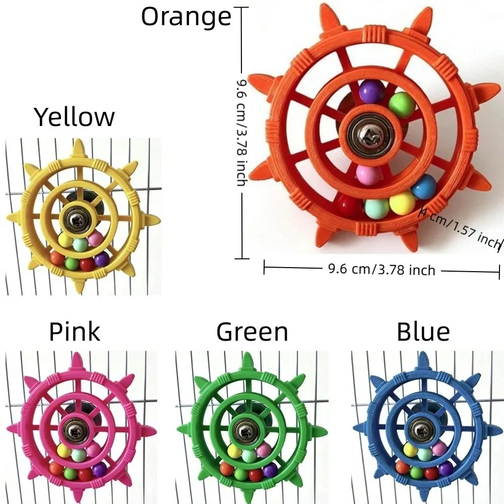 Colorful Rudder-Shaped Parrot Spinner Rattle Toy - Bite-Resistant Bird Exercise Toy