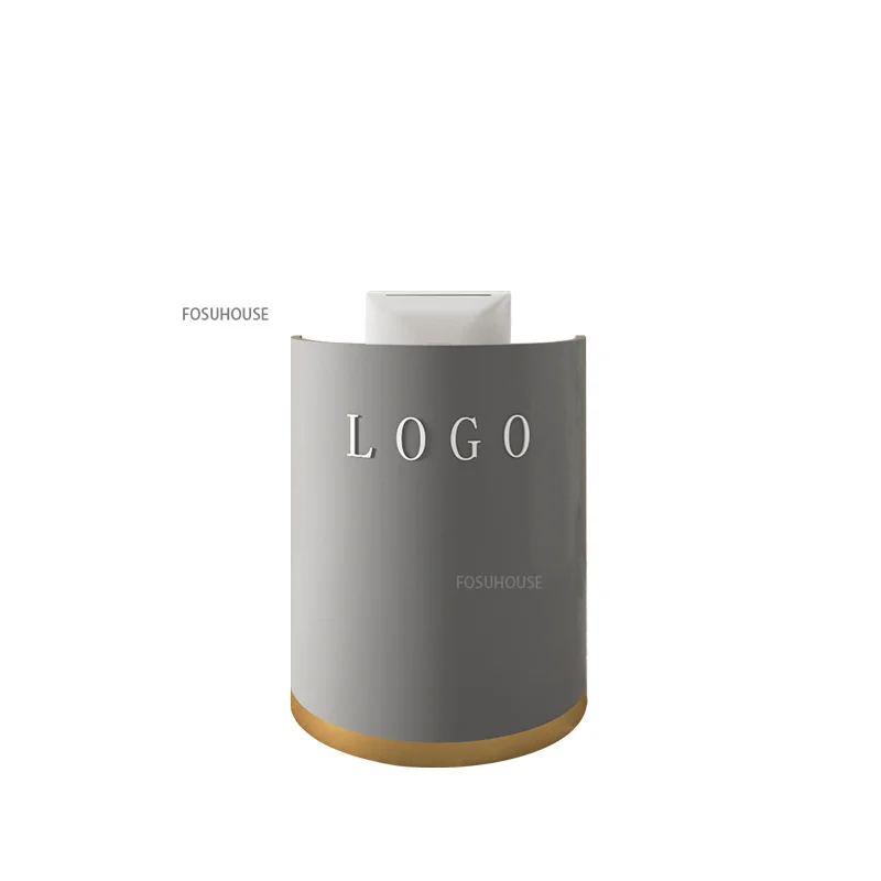 Modern Light Luxury Counter Clothing Store Cashier Desk Small Arc-shaped Commercial Reception Desk Office Furniture Bar Table