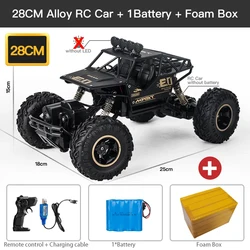4WD Off-Road Remote Control Car with LED Lights - Perfect Gift (28CM Black 1B Alloy)