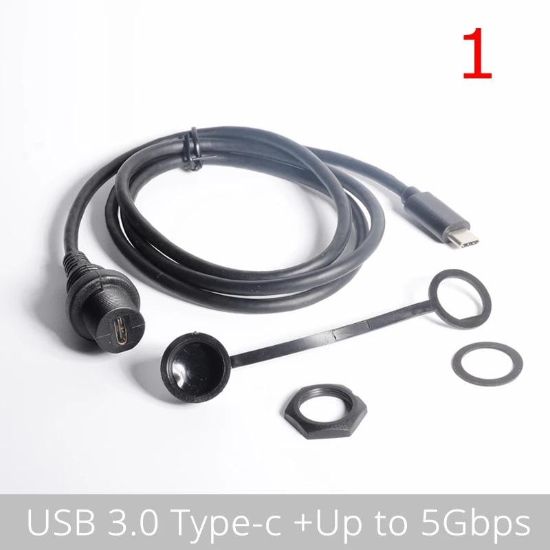 Usb-c Ip67 Cabo de Porta Dupla-tipo c Usb à Prova d Água 3.1 3.0 2.0 ip 67 Macho para Fêmea Painel de Montagem do Cabo de Extensão à Prova d Água 1m - Imagem 4