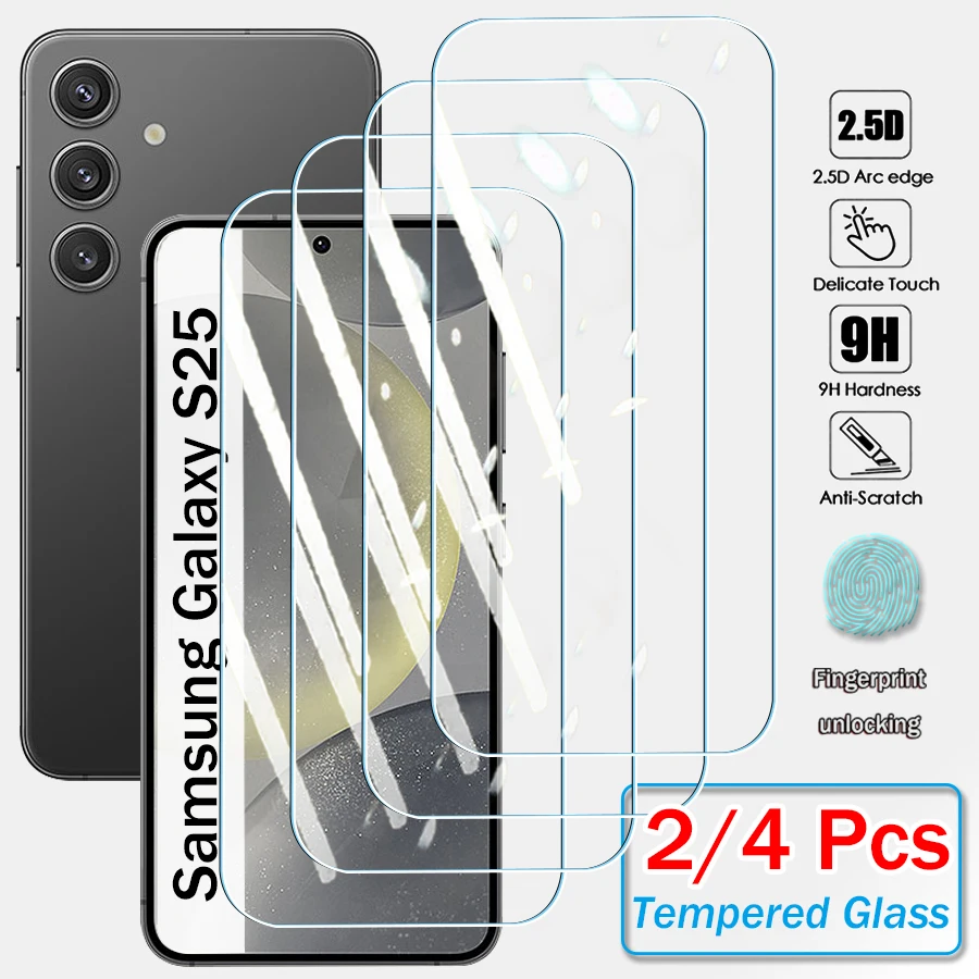 2/4Pcs Tempered Glass Screen Protector For Samsung Galaxy S25 S24 Plus Ultra S23 S22 Plus FE Clear Protective Cover Glass Film