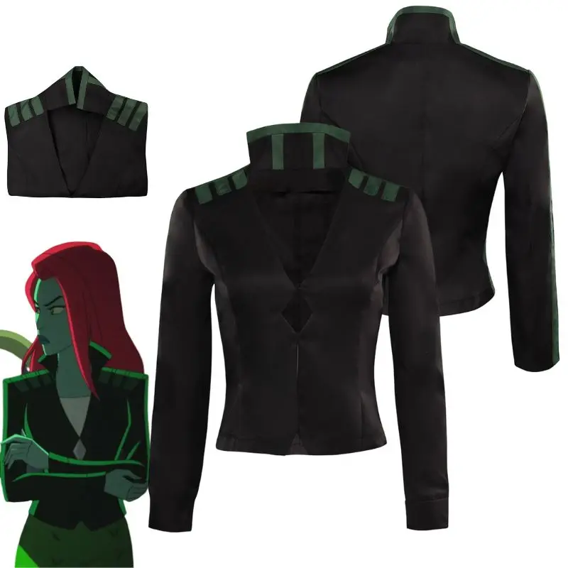 

Poison Ivy Cosplay Female Costume Coat Black Jacket Top Outfits RolePlay Female Women Adult Halloween Carnival Party Suit
