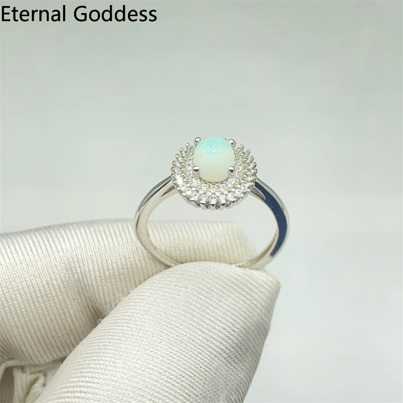 

Ladies Natural Opal Rings Different Colors Gemstones Ladies Jewelry Luxury Sterling Silver 925 Women Rings