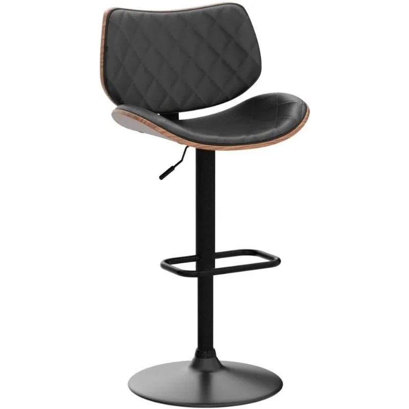 Bar Stools Set of 2 Mid Century Modern Adjustable Counter Height Leather Upholstered 360&deg;Swivel Bar Chairs.