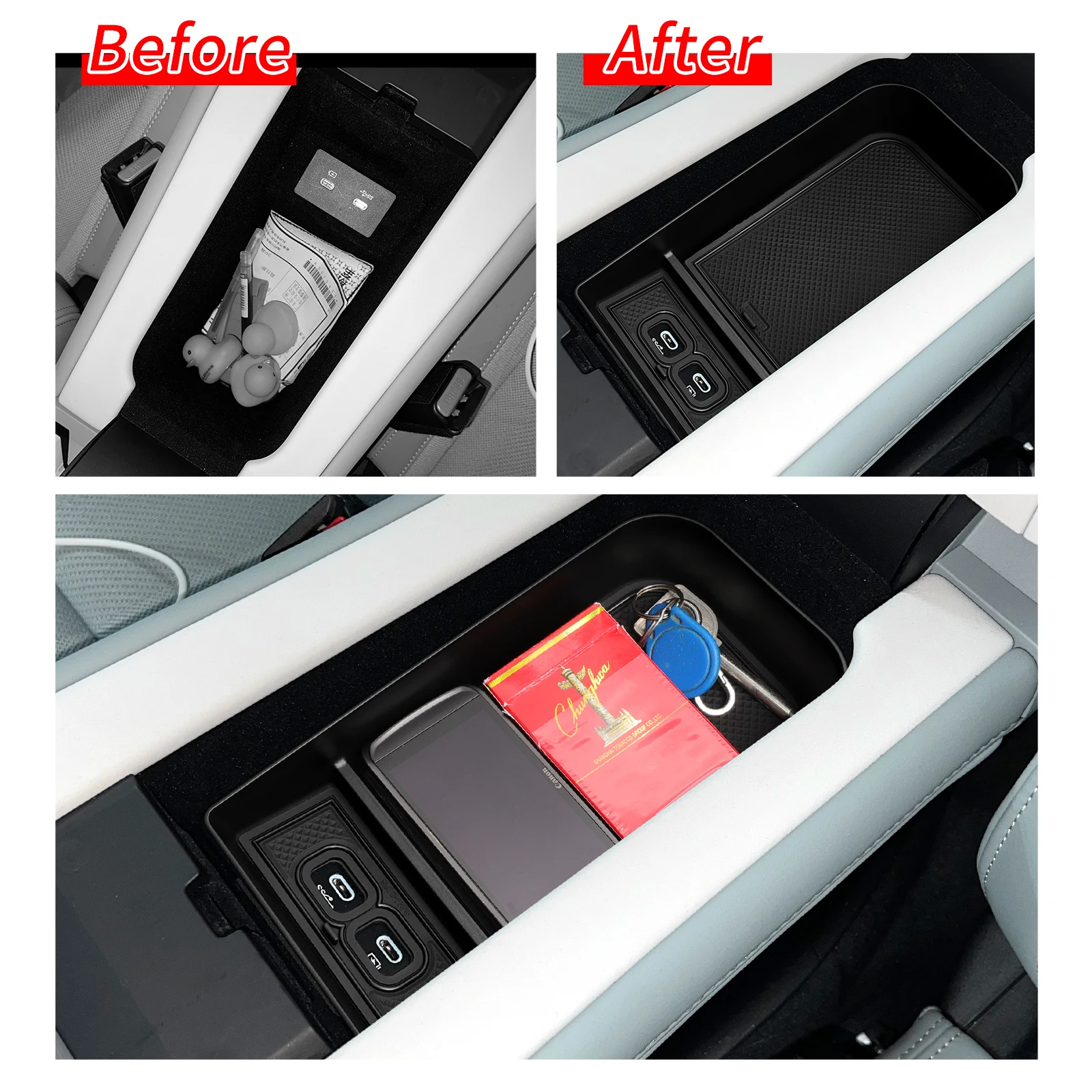 Car Armrest Storage Box Center Console Storage Tray Organizers Interior Accessories for Polestar 4