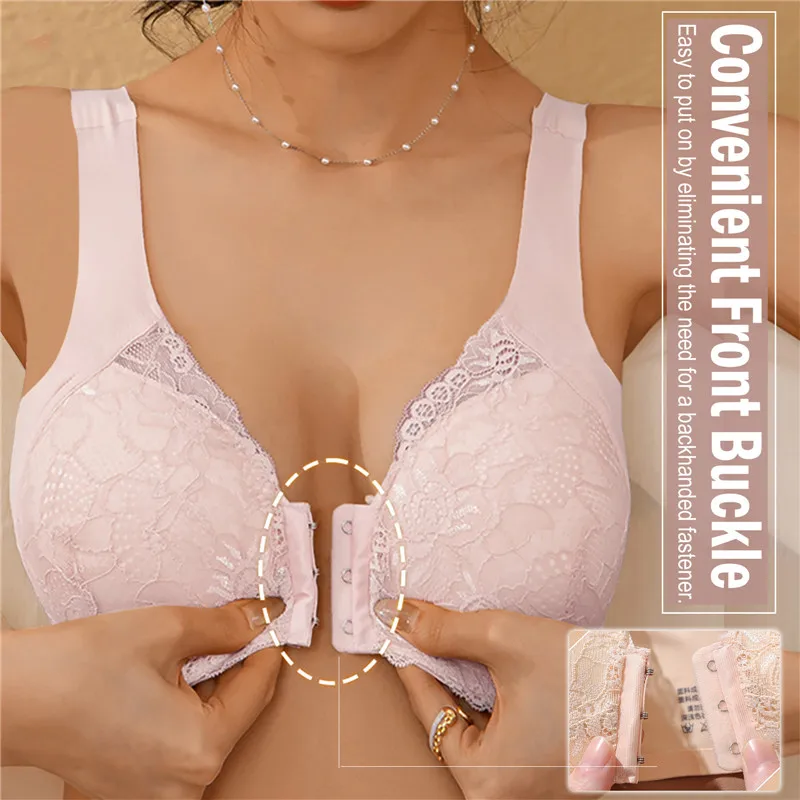

Women'S Push Up Bra Big Size Bralette Front Buckle Female Underwear Casual Sexy Solid Color Lace Lingerie Comfortable No Wire