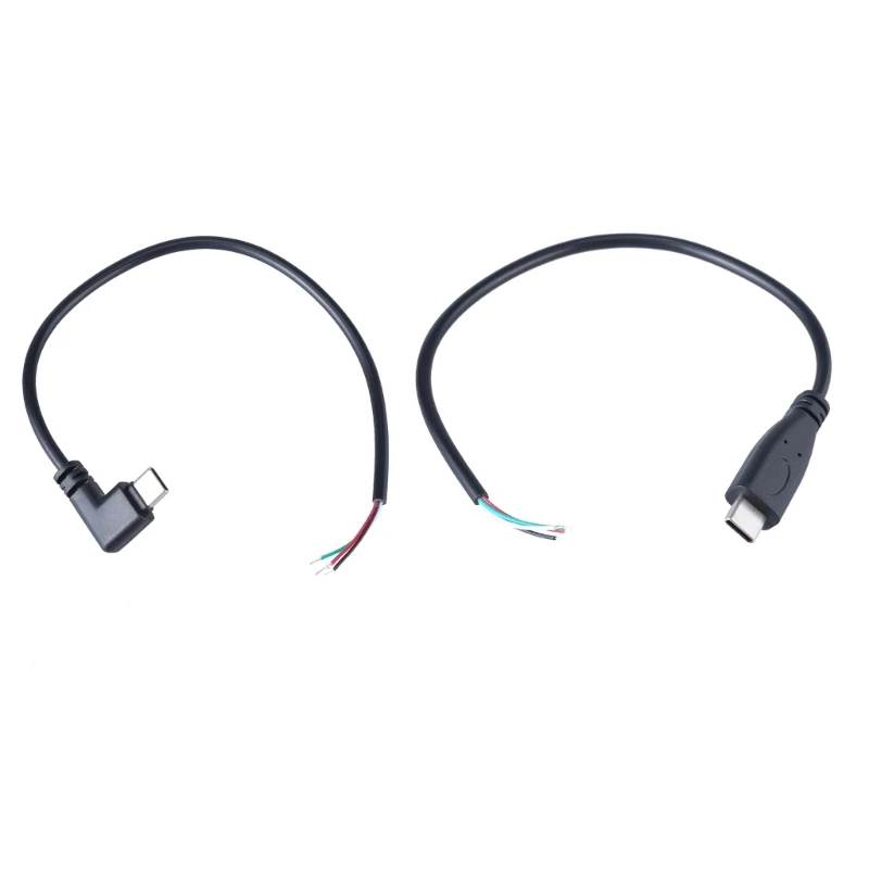 Right-Angle USB-C to Bare Wire Power Cord Extension Cable