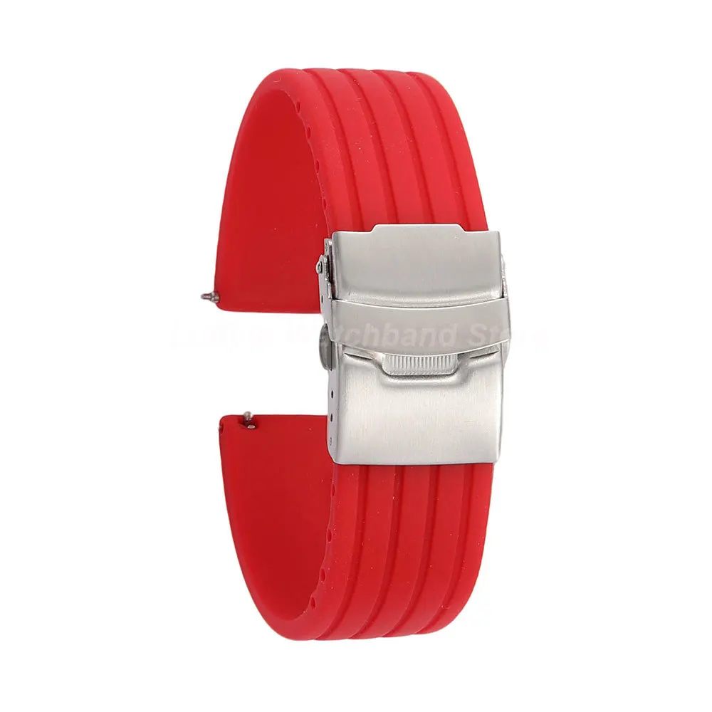 Men's Waterproof Silicone Watch Band with Tire Texture - Quick Release, Casual Replacement Strap
