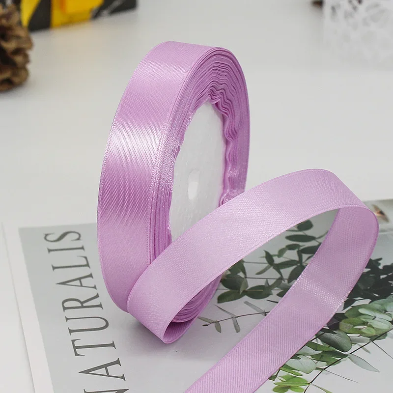 Solid Color Satin Ribbons - Handmade DIY Accessories for Weddings and Gift Wrapping (25 Yards)